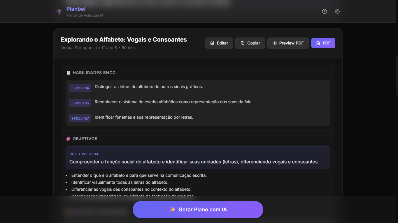 Planbel Plano Gerado